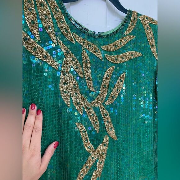 Holiday Party Sequin Shimmer Vintage Dress - Picture 3 of 5